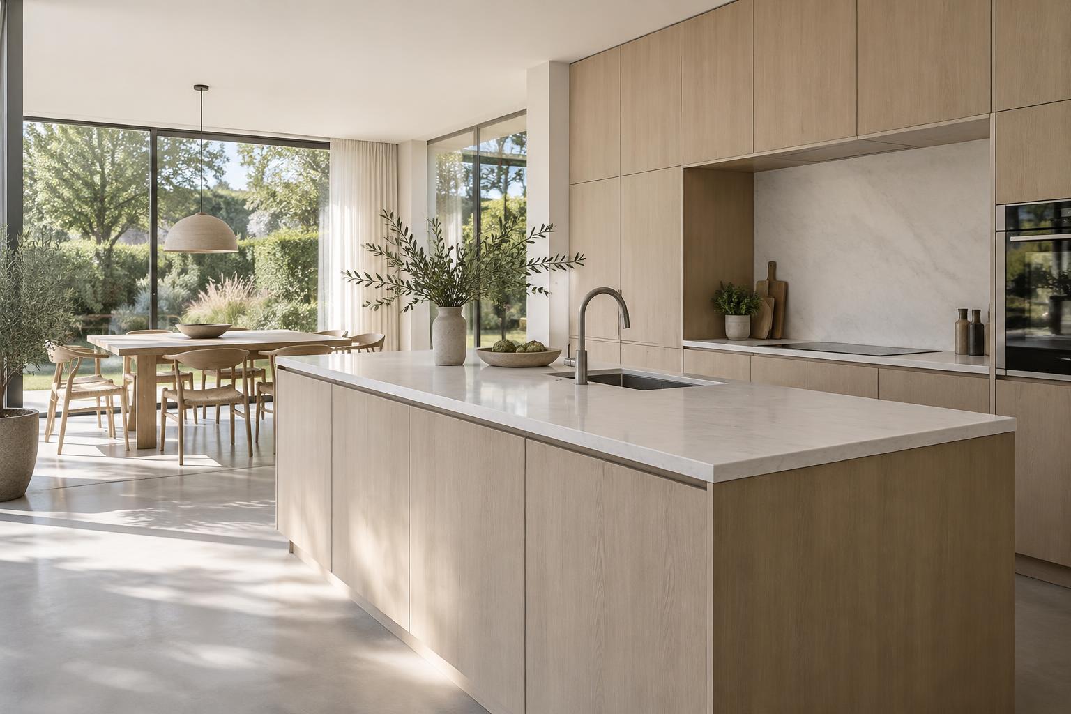 Inspiratie: lichte keuken met eiken fronten en een zorgvuldig aangesloten kraan